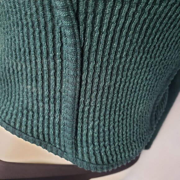 Bershka Green Ribbed Crop Mock Turtleneck Long Sleeve Top - Picture 6 of 14